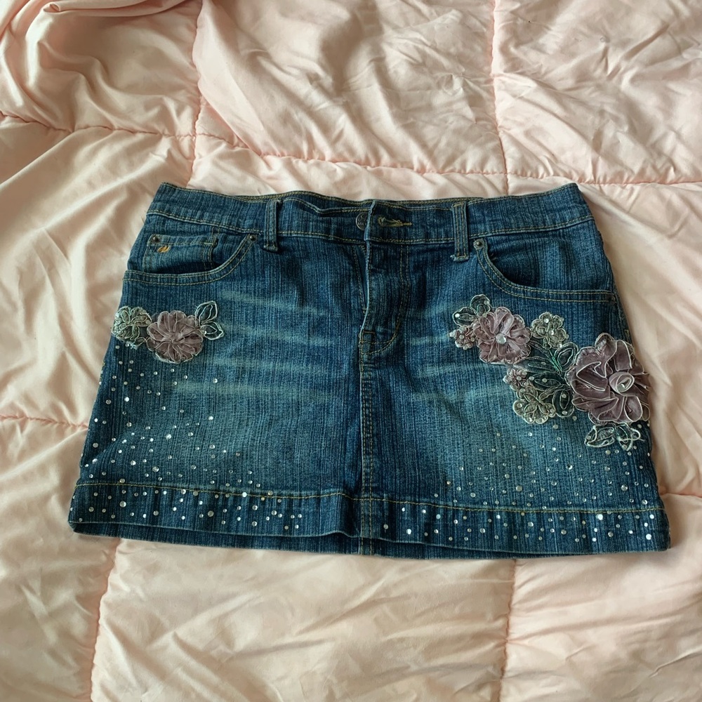 Dark Wash Mini Button,Plain Non-Stretch Women Denim Skirts, Size: M